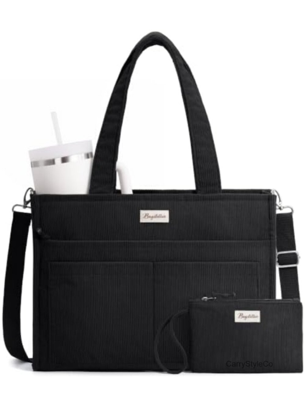 Corduroy Tote Bag 15 Pockets Fits 40oz Tumbler Laptop Work Teacher Nurse